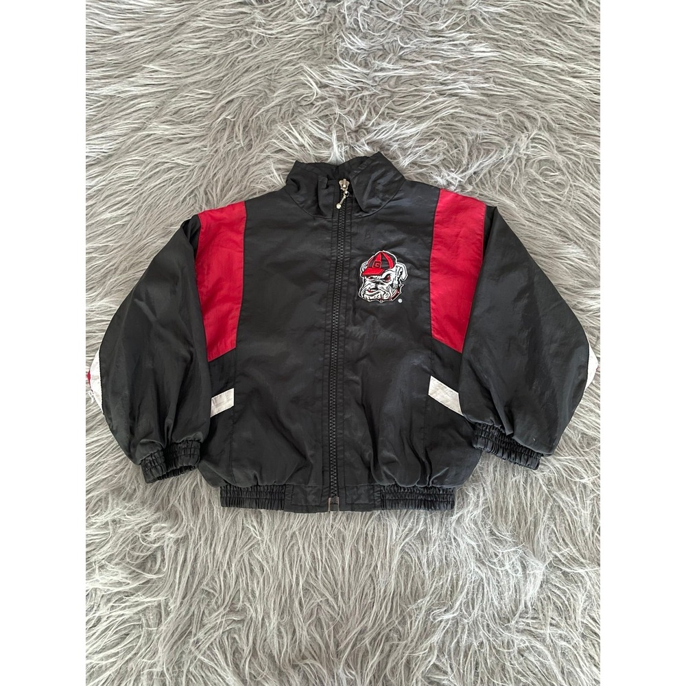 Vintage Georgia Bulldogs‎ Raincoat Windbreaker Jacket Black Red Toddler 2T